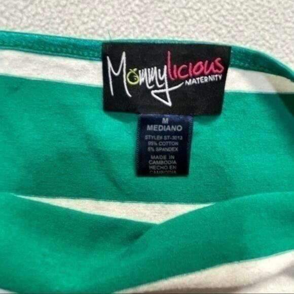 Striped Tank Top Spaghetti Straps Stripes Green White Size Medium Maternity - Picture 4 of 6